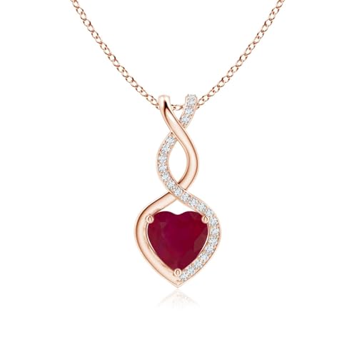 Angara 0.61 ct Heart-Shaped Ruby Infinity Necklace with Diamond Accents in Platinum | Natural Ruby Pendant for Women | July Birthday, Anniversary, Gemstone Jewelry Gift | 4mm