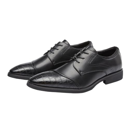 Men's Lace up Dress Shoes Genuine Leather Oxfords Comfortable Soft Sole Slip Resistant Pointed Toe Business Casual Derby Wedding