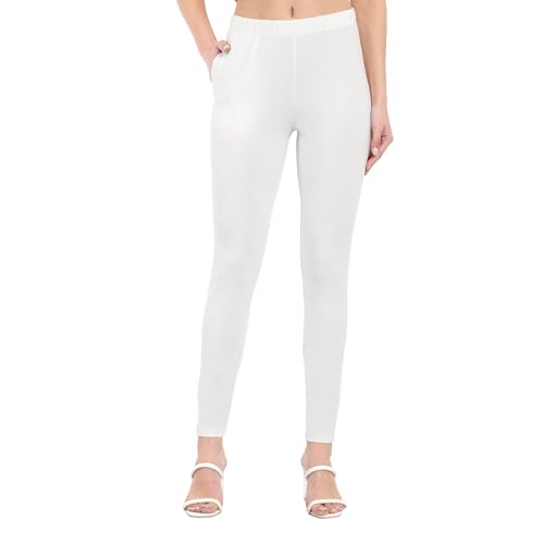 Image of ONE SKY Women Full Length Leggings | Cotton Modal Spandex Blend | High Waist Stretchable & Bio-Washed Fabric | Colour-Lock Technology | Comfortable Leggings for Women