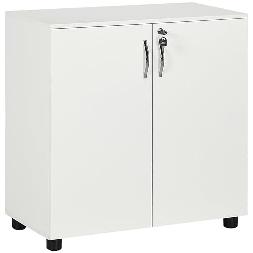 Vinsetto Aktenschrank mit abschließbaren Türen und Regalen, 2-stöckiger abschließbarer Aufbewahrungsschrank mit 2 Schlüsseln für Home Office, 80B x 40T x 80H cm, Weiß Vinsetto Aktenschrank mit abschließbaren Türen und Regalen, 2-stöckiger abschließbarer Aufbewahrungsschrank mit 2 Schlüsseln für Home Office, 80B x 40T x 80H cm, Weiß