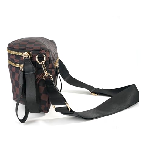 Image of FEIBOON Spacious Checkered Nylon Crossbody Bag Bum Bag Handbags Wallets for Women
