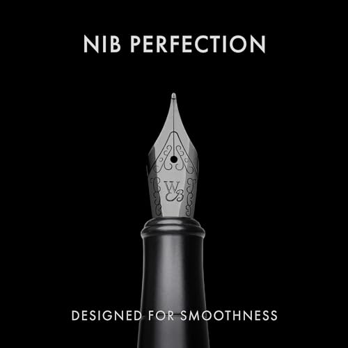 Image of Wordsworth & Black Fountain Pen Set, 18K Gilded Medium Nib, Includes 24 Pack Ink Cartridges, Ink Refill Converter & Gift Pouch, Gold Finish, Calligraphy, [All Black], Perfect for Men & Women