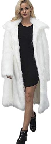 RomanticDesign Women's Long Lapel Faux fur Jacket Shaggy Coat Warm Outerwear Cardigan White US 4