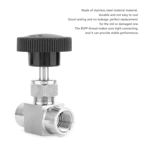 Nadelventil 1/4 Zoll Gerades Durchflussregelventil aus 304 Edelstahl mit BSPP Innengewinde für Wasser Gas Öl und Kraftstoff Absperrventil