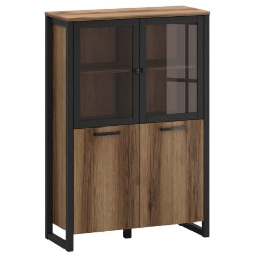 ok-living OKL stilvolles Highboard Melina für Wohnzimmer Esszimmer mit viel Stauraum Aufbewahrung Anrichte Wohnzimmerschrank Ablage Eiche Anthrazit Cover