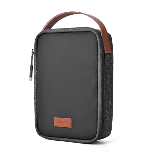 WIWU Kabeltasche Organizer mit Griff GroßE Kapazität Elektronikzubehör Tech Pouch Verstellbare Trennwände Tragbar für Reisen Büro Schule Ladegeräte Kabel Powerbank Festplatten (SCHWARZ)