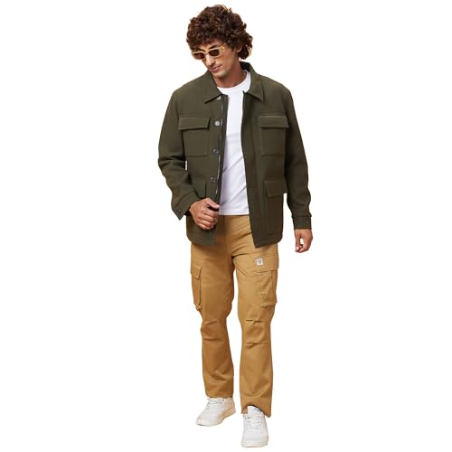 Image of Being Human Olive Regular Fit Men's Jacket Clothing