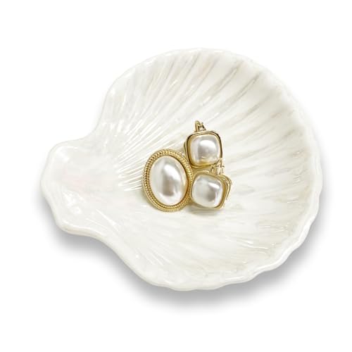 GO2HEJING Keramik Schmuckschale, Muschel Schmuckplatte, Muschel...