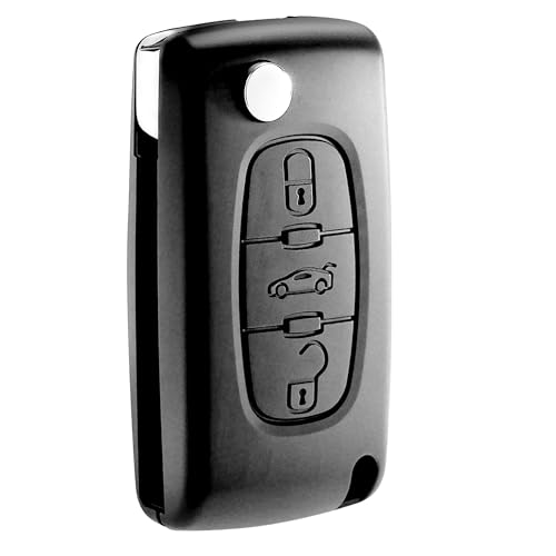 Jongo® CE0523 Coque Clé sans Lame 3 Boutons Coffre Compatible avec Peugeot 207CC 207SW 307CC 407 607 RCZ Citroen C5 C6 + Goupilles