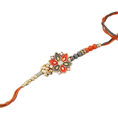 The Purple Tree Designer Floral Rakhi With Card For Brother (Pack of 1, Orange) Bhaiya rakhi, Rakhi For Brother, Floral Meenakari Rakhi, Modern Rakhi, Unique Rakhi for brother, Rakhi Gift (B09BR6KFZ7) Amazon Price History, Amazon Price Tracker