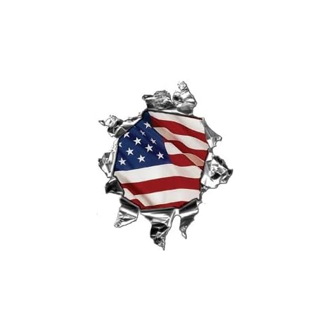 Weston Signs Mini Ripped Torn Metal Decal with American Flag -Reflective Cover