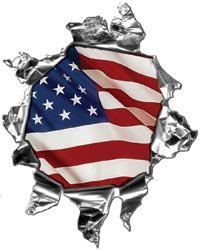 Weston Signs Mini Ripped Torn Metal Decal with American Flag -Reflective