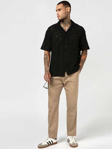 Image of Bewakoof Men's 100% Cotton Solid Regular Fit Trousers | Pant for man | Chinos pants for men | Men trousers | Casual Pants for Men | Trousers for man | Men's Regular Casual Pants | Cotton Pant for Men | Everyday Casual | Utility Streetwear | Lightweight & Flexible