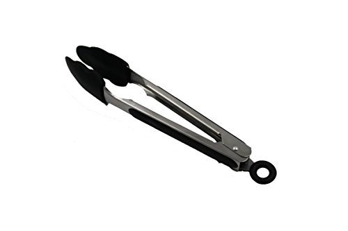 Large Tongs Silicone Kitchen Utensil, Made of FDA Grade, BPA Free Silicone, Heat Resistant up to 450 Degrees Fahrenheit, Non Stick Stain & Ordor Resistant, Dishwasher Safe - Black