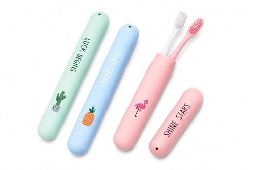 Image of Multicolor Travel Toothbrush Cover Case Set of 3 - Portable Toothbrush Head Protector with Ventilation Holes - Hygienic Toothbrush Cap for Travel & Storage