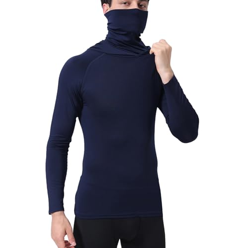 Mymyguoe Ropa interior térmica para hombre, parte superior de forro polar interior fino, cuello alto, manga larga, jersey de invierno, jersey deportivo, ropa interior funcional, camiseta de manga