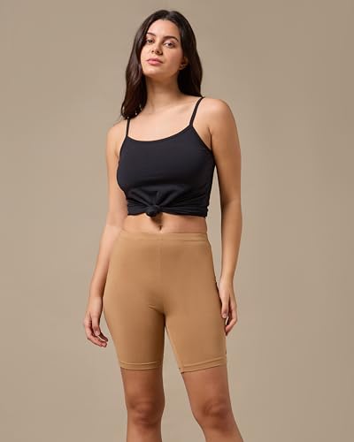 Image of URBAN ADVENTURE High Coverage Premium Cotton Spandex Mid Waist Elastane Stretch Shorties - Gym -Cycling Shorts /Tights for Women
