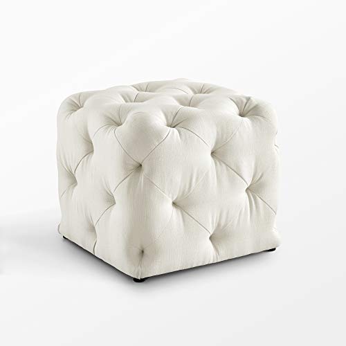 Angel Cream White Linen Ottoman #TOP5