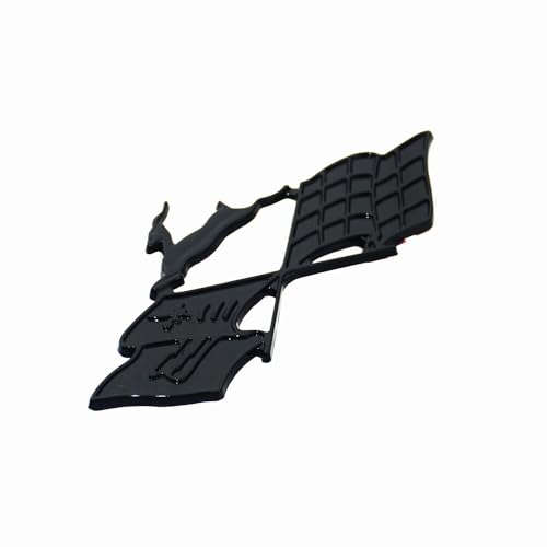 Image of 1Pc 1961 Impala Die Cast Rear Quarter Panel Emblem Crossed Flag 3D Badge Sticker KC4525 Replacement for Impala (Glossy Black)