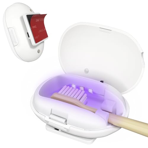 Image of HANNEA UV Sanitizer Toothbrush Holder,USB Rechargeable Smart Automatic UV Sanitizer Toothbrush Holders for Bathroom Antibacterial Holder Wall Mounted Portable Mini Stand