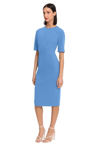 Image of Donna Morgan Women's Curved Waist Seam Crepe Workwear Dress Career Office Desk to Dinner Event Occasion Guest of