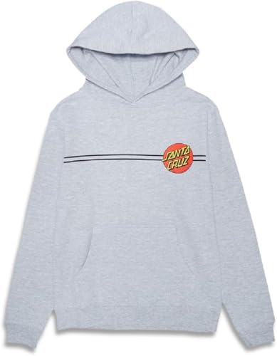 SANTA CRUZ Youth Pullover Hooded Sweatshirt Classic Dot Youth Skate Sweatshirt, Grey Heather, Size: X-Large