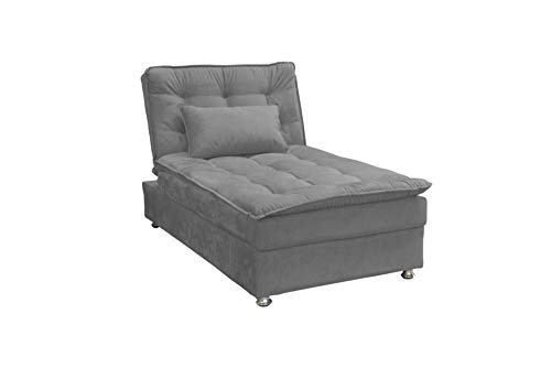 Sofá Cama Chaise 1 Lugar Penelope - Veludo Chumbo