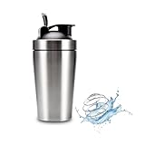 VALESKA Stainless Steel Protein Shaker Bottle, 20-Ounces, Insulated, Leak Proof,...