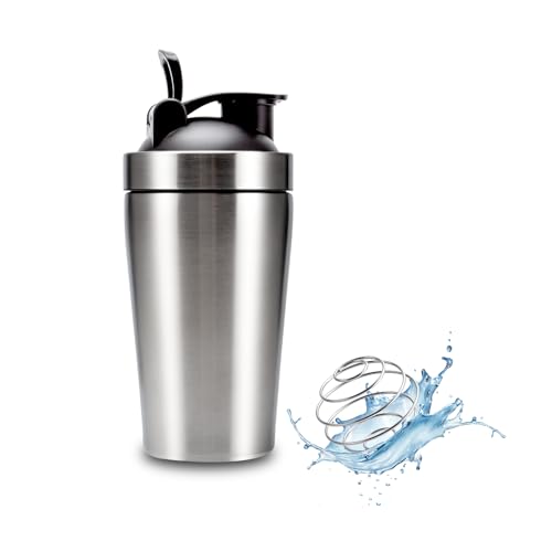 VALESKA Stainless Steel Protein Shaker Bottle, 20-Ounces, Insulated, Leak Proof,