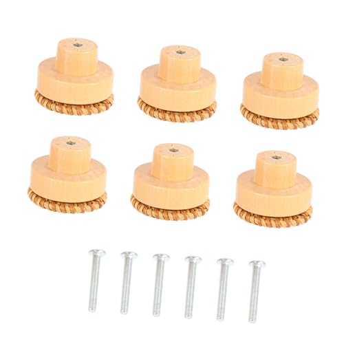ARTIBETTER 6-Pack Rattan Wooden Drawer Knobs Vintage Cabinet Knobs Handles for Dresser Vanity Closet Easy Install