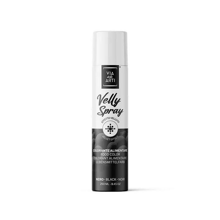 Bombe Spray Alimentaire Effet Velours, 250 mL - Pulvérisé sur vos Entremets, Bûches et Petits Gâteaux préalablement passés au congélateur (noir)