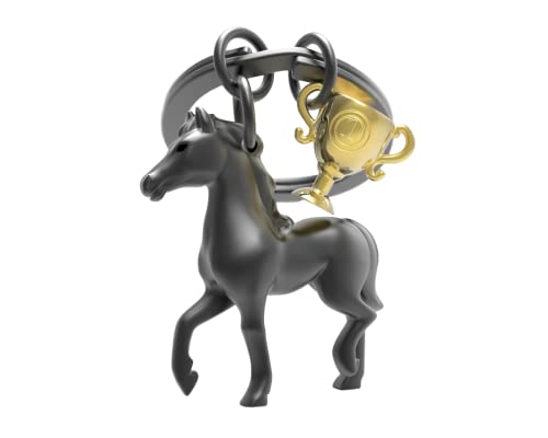 METALMORPHOSE - Porte-clés Cheval noir et son trophée doré - MTM235-01