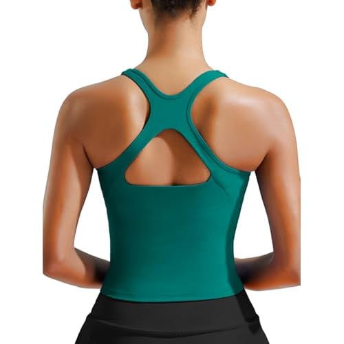 RUNNING GIRL Sports Bras for Women High Impact, Molded Cup Compression Running Tops with Removable Pads, Best for A-D Cup Green Medium