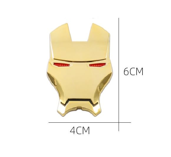 Image of JVCV 3D Metal Iron M face Sticker Chrome Logo Decal Emblem Badge for All Cars Bikes Laptops Headphones Helmets Home Office Accessory (Iron M Face, Gold Red Eyes)