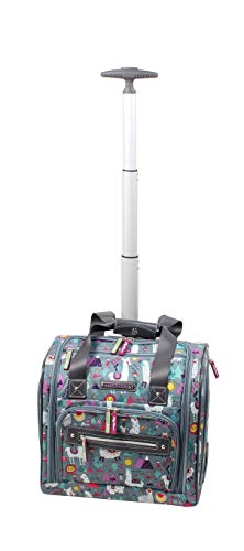 Lily Bloom Designer 15 Inch Carry On - Weekender Overnight Business Travel Luggage - Lightweight 2- Rolling Wheels Suitcase - Under Seat Rolling Bag for Women (One Size, Llama Mama)