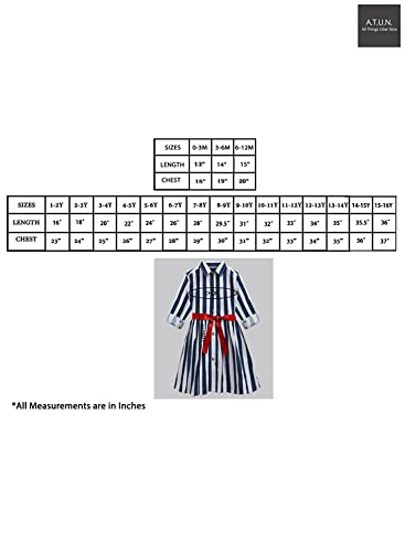 A.T.U.N. (All Things UBER Nice) Girls Cotton Printed Knee Length Shirt Dress| Full Sleeve Stylish Party Dress