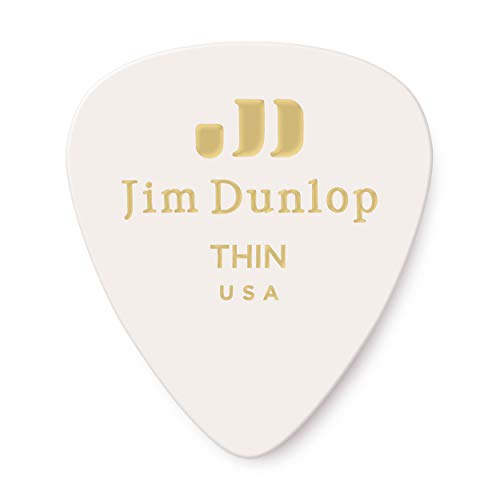 JIM DUNLOP Plektrum Genuine Celluloid Classic, 12 Stück, Weiß, Flexibel