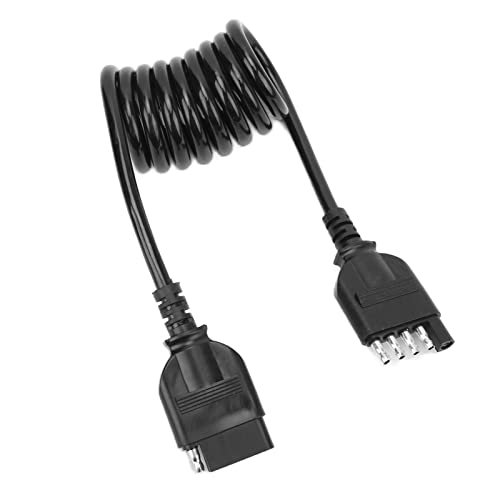 Acouto 5 Pin Trailer Wiring, Extension Cable Wire Socket Male Connectors, 5ft Stretchable Cord for Trailer Tail Lights, Reversing with 5 Pin Trailer Connector, Rugged and for
