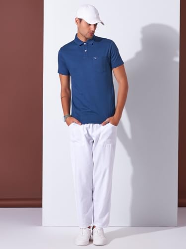 Image of Men's Solid Polo Collar Casual T-Shirt with Pocket | Cotton Polo Collar Half Sleeves Solid T-Shirt | Slim Fit Polos