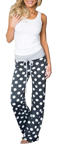 Image of Women Pajama Pants Comfy Lounge Wide Leg Casual Stretch Palazzo Drawstring Pj Bottoms Pants S-3XL