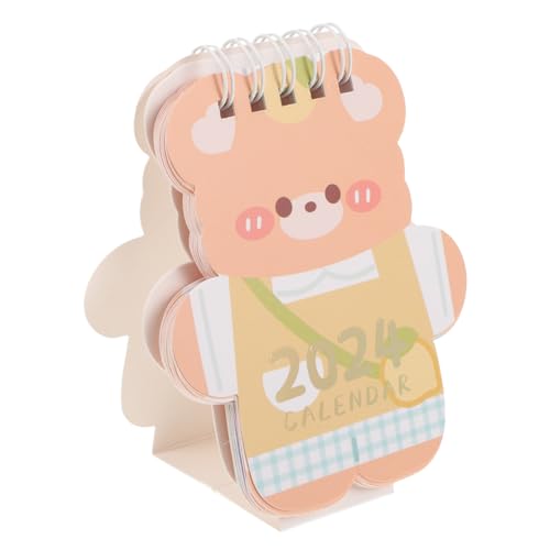Beaupretty 年卓上ミニフリップカレンダー かわいい漫画柄 しっかり自立 卓上装飾 デスク計画用スモールオーナメント