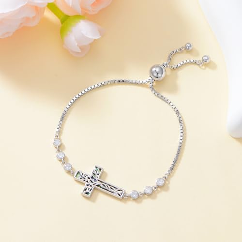 Tree of Life/Mountain Bracelet for Women 925 Sterling Silver Cross Bracelet Adjustable Jewelry Birthday Mothers Day Gifts for Mother Girlfriend2