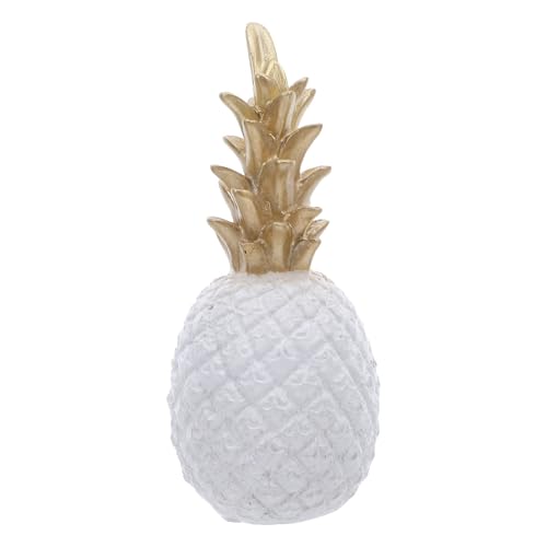 Figura decorativa de piña blanca de resina 5.9 pulg miniatura 1