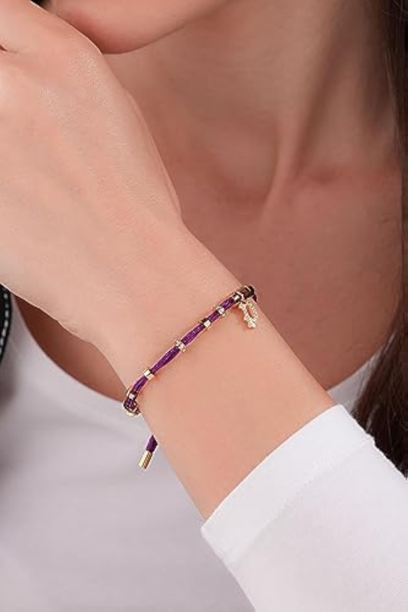 Women's Luck Crystal Slider Gold Plated Bracelet