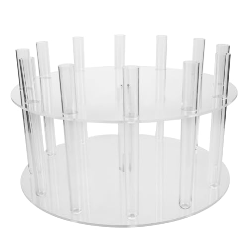 CIYODO Soporte para Tartas Acrílico Transparente Redondo con Tubos para Flores Pedestal Resistente para Bodas Fiestas y Exposiciones con Diseño Hidroponía Elegante y Estable