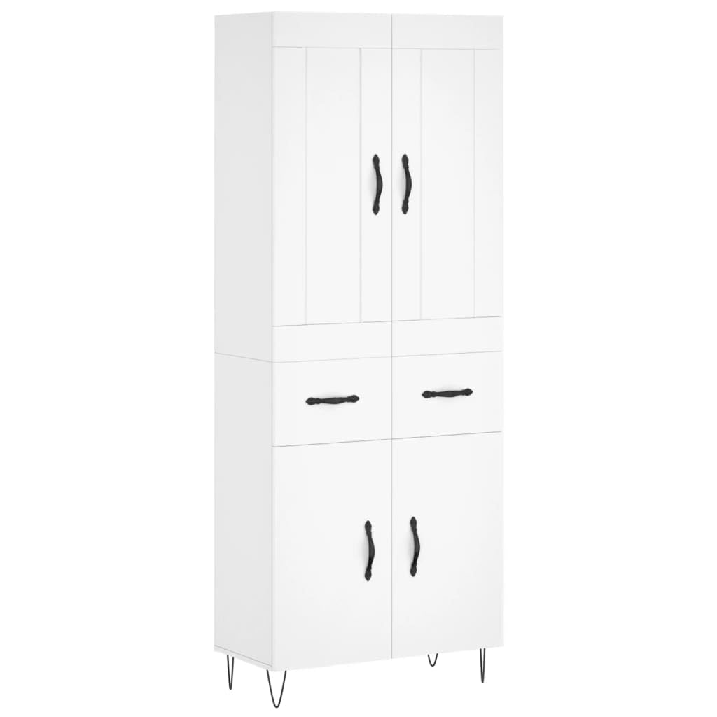 vidaXL Witrynka, biała, 69,5x34x180 cm, materiał drewnopochodny, regał, wysoka szafka, meble do salonu, wysoki regał, mebel do salonu