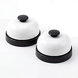 PENGCHE Tischklingel 2 Stück (Schwarz & Weiß) - Metall Serviceglocke Laut für Hotel Restaurant & Lehrer -Rezeptionsklingel Tischglocke Rufglocke für Küche Klassenzimmer Hunde Training Büro Senioren