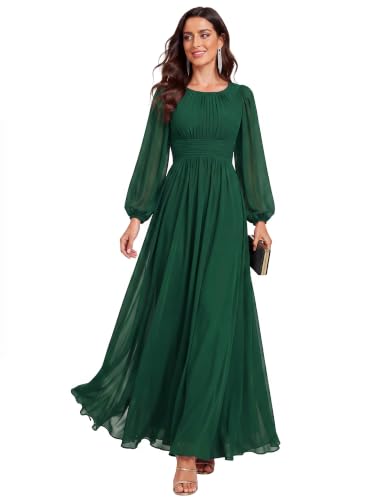 Image of Ever-Pretty Women's Chiffon Long Sleeve Formal Wedding Guest Dresses