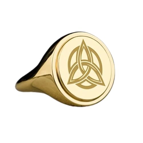 Triquetra bague argent sterling 925 plaquée or et chevalière ovale taille 5 à 12.5 US