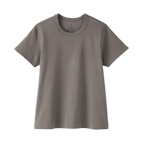 無印良品 婦人 涼感汗じみしにくいクルーネック半袖Tシャツ レディース BB2WTA6S チャコールグレー L